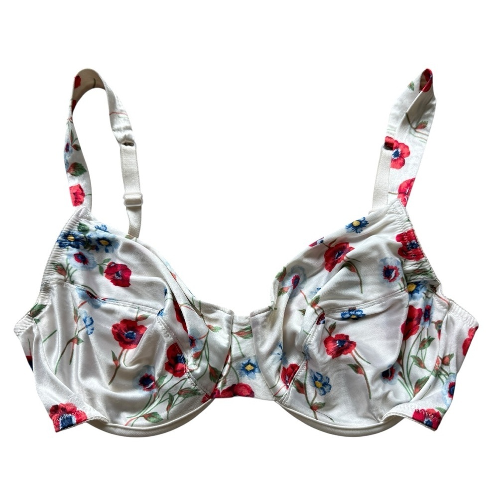 VINTAGE! 90’s Victoria's Secret Floral Satin Bra 36C White Underwired Unlined